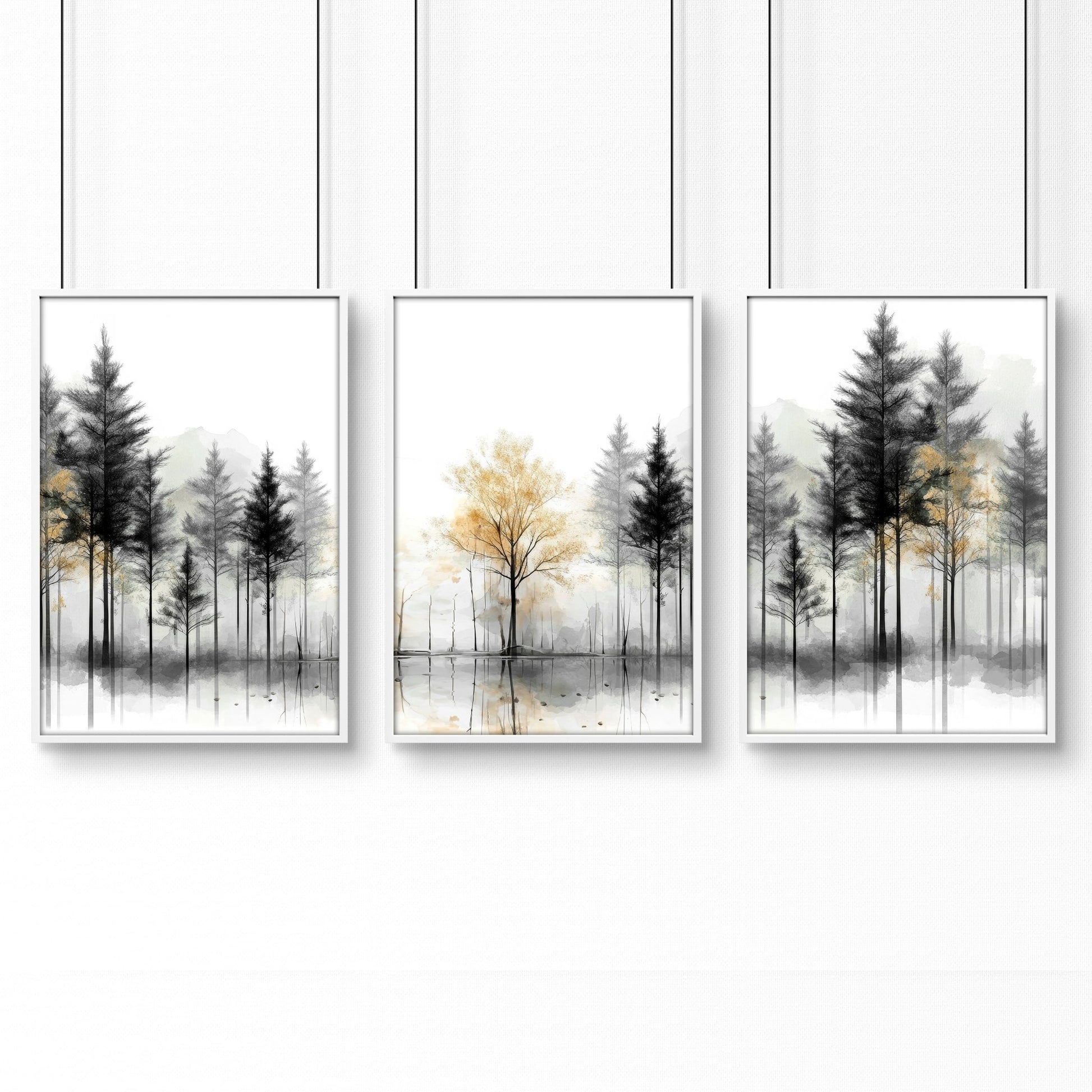 Landscape Canvas Wall Art | Set of 3 Asian Inspired Wall art Prints