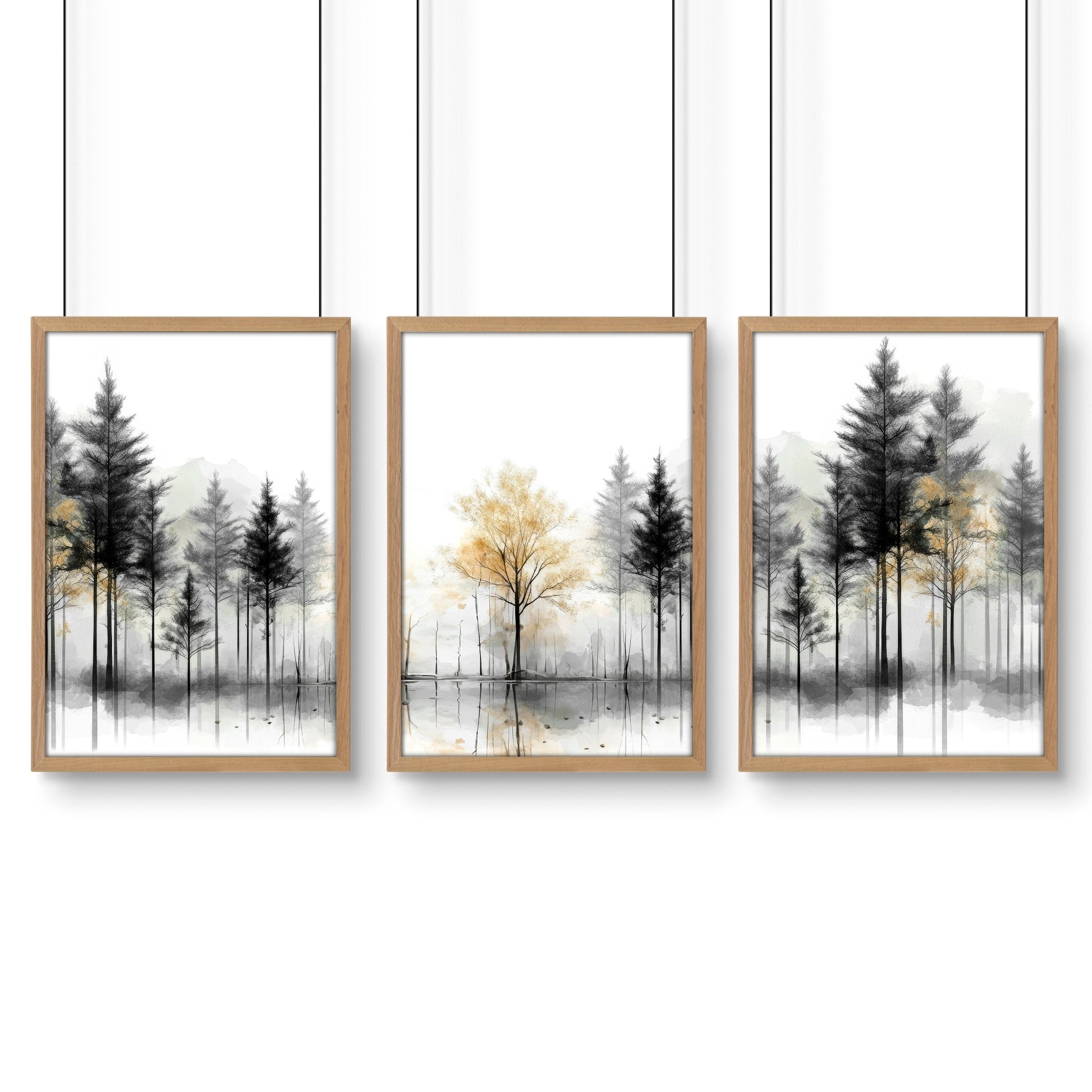 Landscape Canvas Wall Art | Set of 3 Asian Inspired Wall art Prints