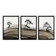 Landscape wall art Japanese Ink Bonsai Trees on Rolling Hills in a black frame