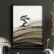 Landscape wall art Japanese Ink Bonsai Trees on Rolling Hills — piece 3 of 3 in the set