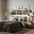 Landscape wall art Japanese Ink Bonsai Trees on Rolling Hills displayed on a wall in a styled room — view 2