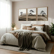 Landscape wall art Japanese Ink Bonsai Trees on Rolling Hills displayed on a wall in a styled room — view 3