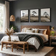 Landscape wall art Japanese Ink Bonsai Trees on Rolling Hills displayed on a wall in a styled room — view 5