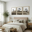 Landscape wall art Japanese Ink Bonsai Trees on Rolling Hills displayed on a wall in a styled room — view 6