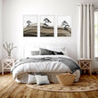Landscape wall art Japanese Ink Bonsai Trees on Rolling Hills displayed on a wall in a styled room — view 7