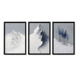 Landscape Wall Art Nordic Snow Mountains & Winter Forest wall art in a black frame