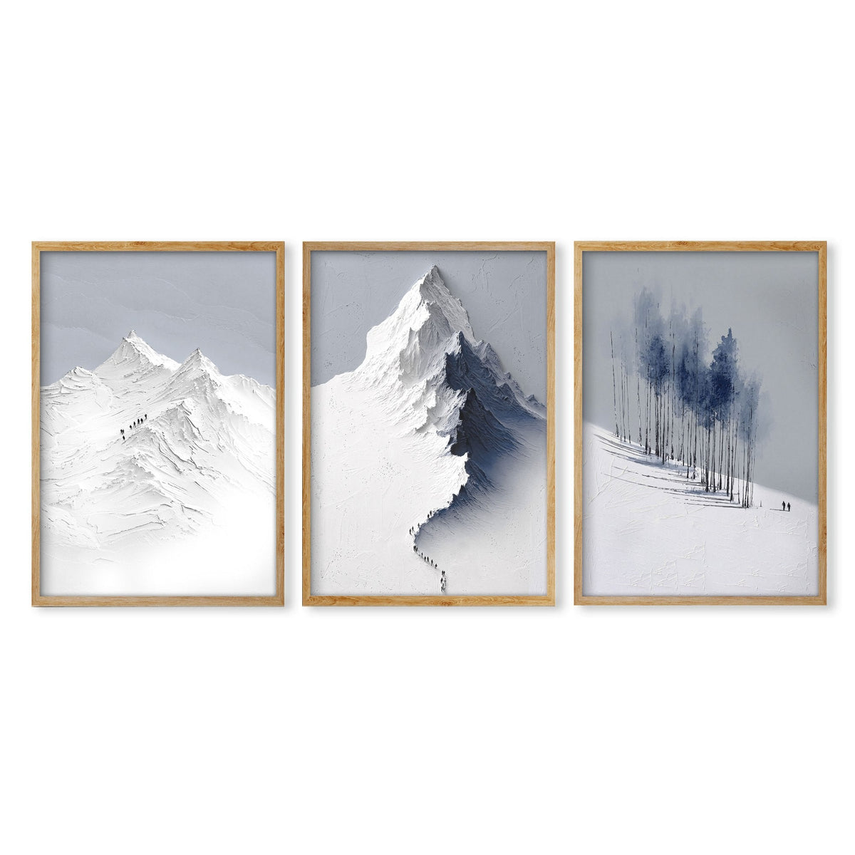 Landscape Wall Art Nordic Snow Mountains & Winter Forest Prints | Set of 3