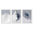Landscape Wall Art Nordic Snow Mountains & Winter Forest Prints | Set of 3