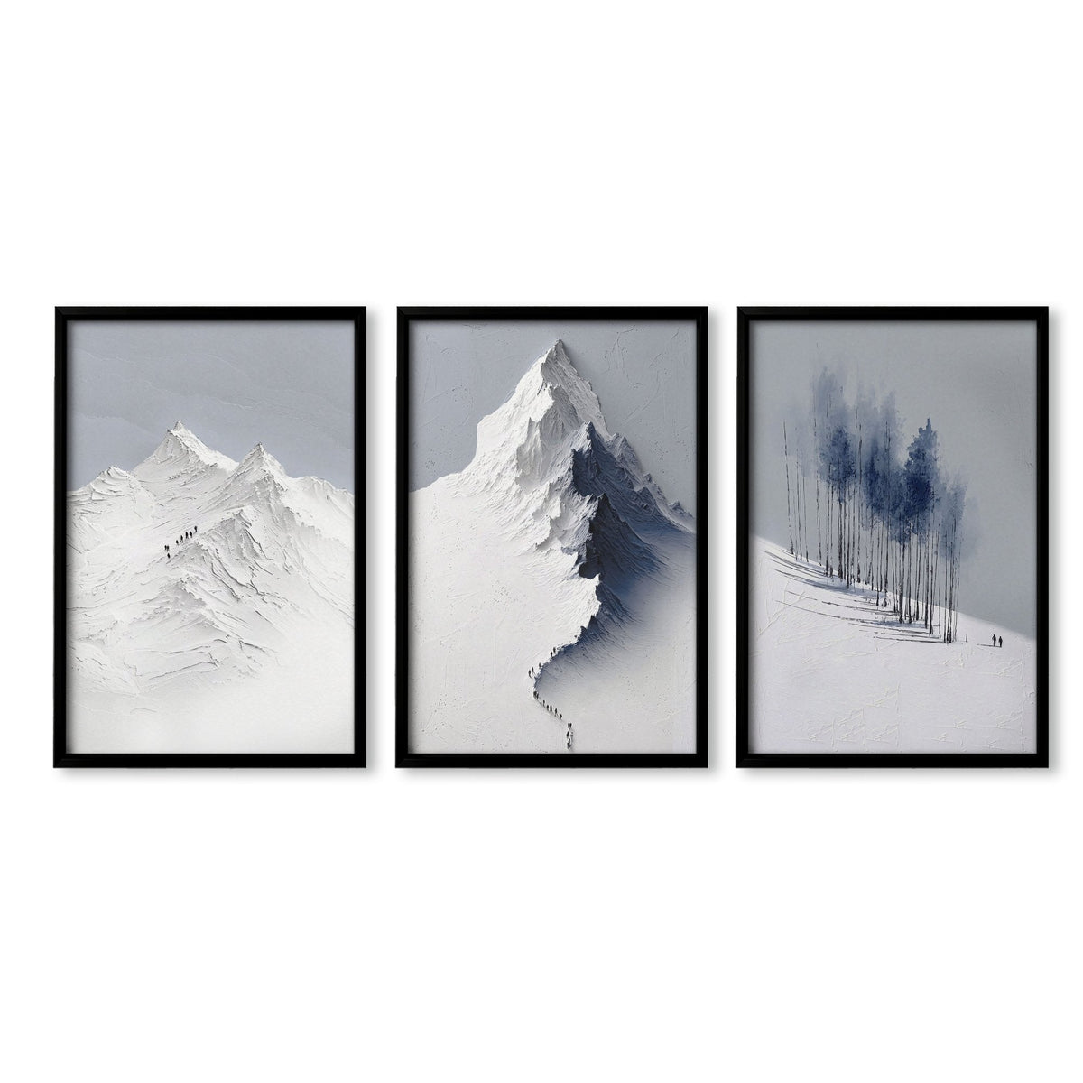 Landscape Wall Art Nordic Snow Mountains & Winter Forest Prints | Set of 3