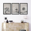 Large 3 Piece Wall Art for Living Room | Scandinavian Nordic Trees & Moon Landscape displayed on a wall in a styled room — view 3
