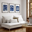 Large Art for Living Room Indigo Cyanotype Botanical wall art displayed on a wall in a styled room — view 4