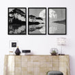 Large Art Living Room Japanese Moonrise Silhouette wall art displayed on a wall in a styled room — view 12