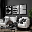 Large Art Living Room Japanese Moonrise Silhouette wall art displayed on a wall in a styled room — view 13
