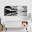 Large Art Living Room Japanese Moonrise Silhouette wall art displayed on a wall in a styled room — view 15