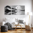 Large Art Living Room Japanese Moonrise Silhouette wall art displayed on a wall in a styled room — view 2