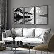 Large Art Living Room Japanese Moonrise Silhouette wall art displayed on a wall in a styled room — view 7