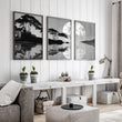 Large Art Living Room Japanese Moonrise Silhouette wall art displayed on a wall in a styled room — view 8