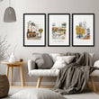 Large Artwork for Living Room Autumn Paris Watercolour | 