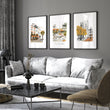 Large Artwork for Living Room Autumn Paris Watercolour | 