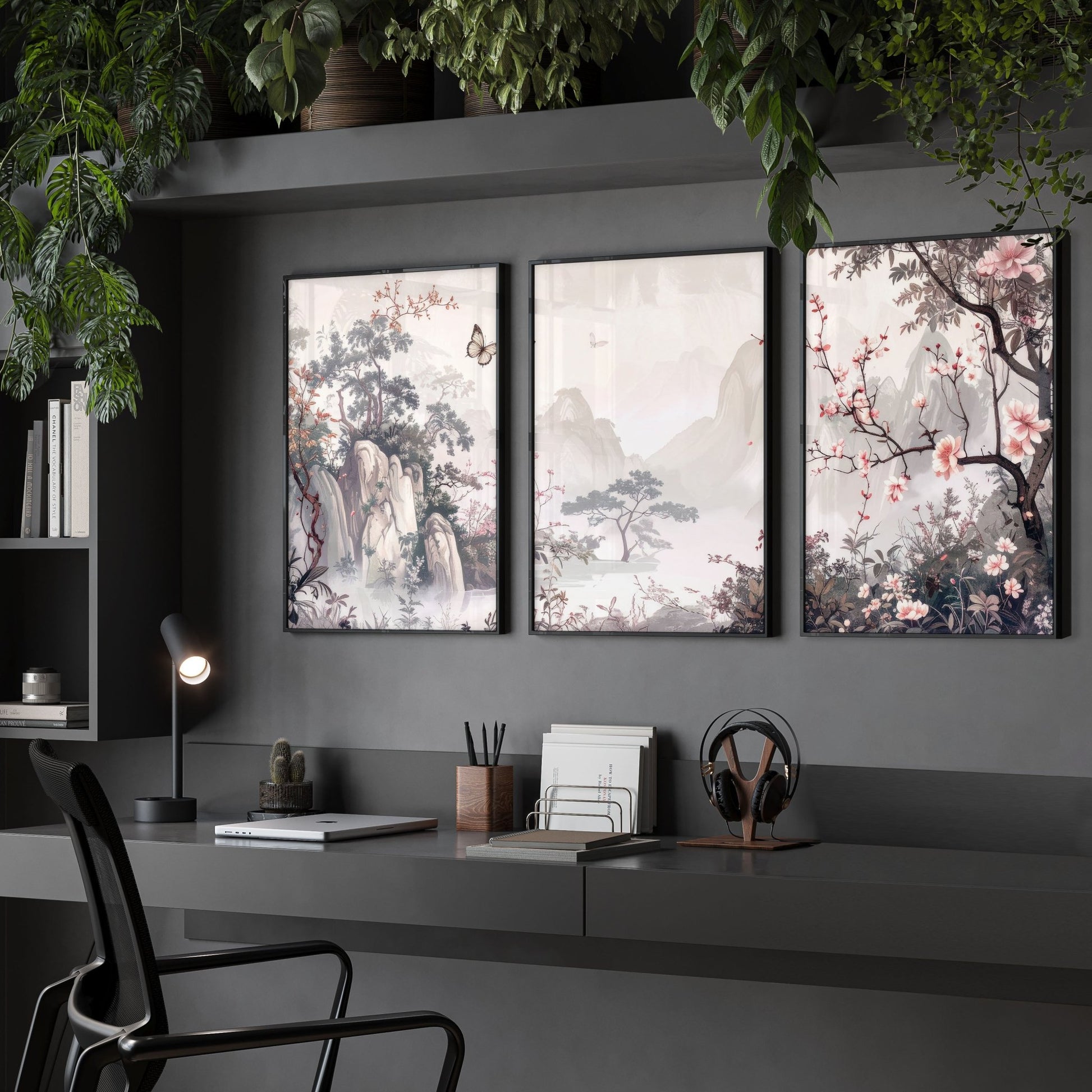 Large Artwork For Walls | Set of 3 Chinoiserie Wall art Prints