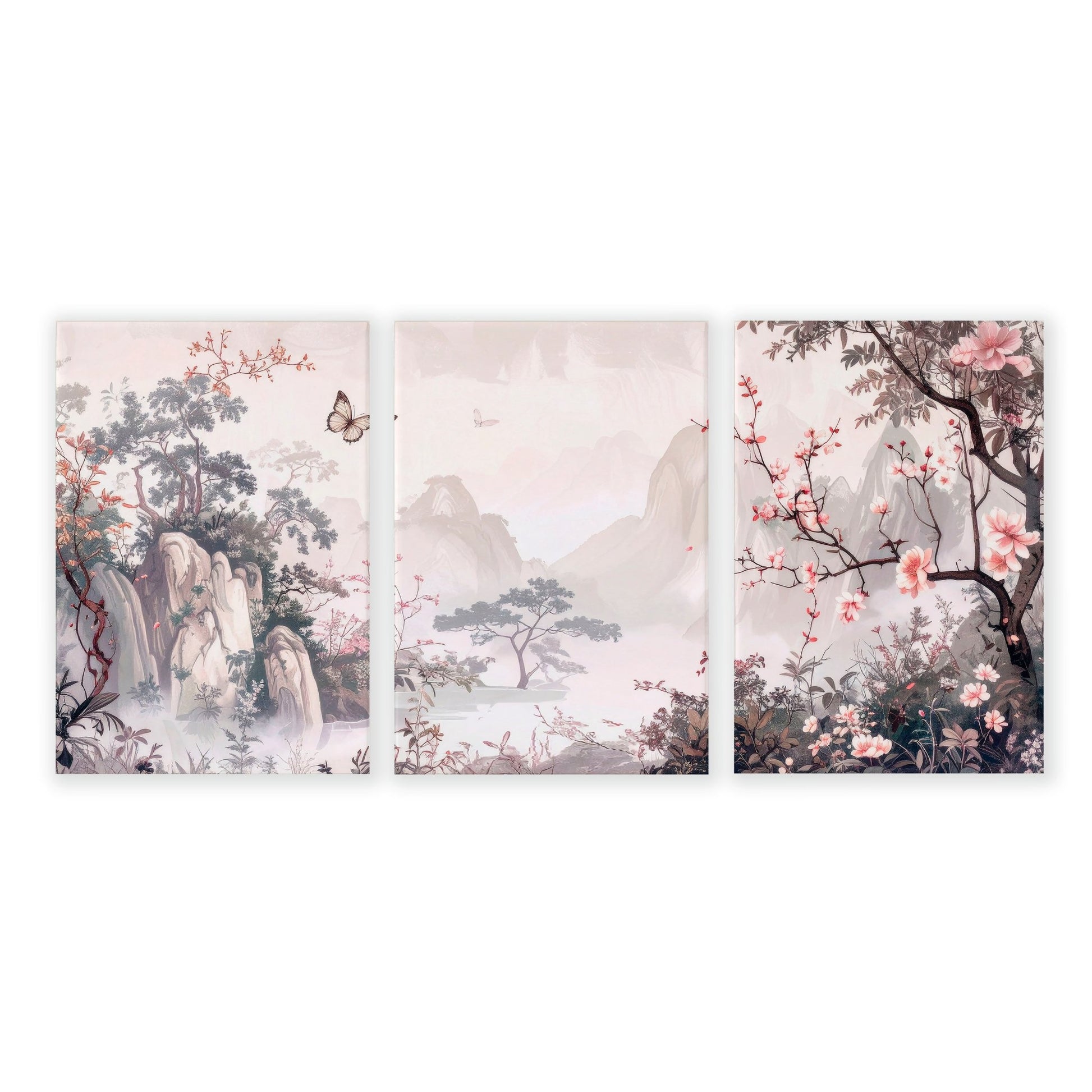 Large Artwork For Walls | Set of 3 Chinoiserie Wall art Prints