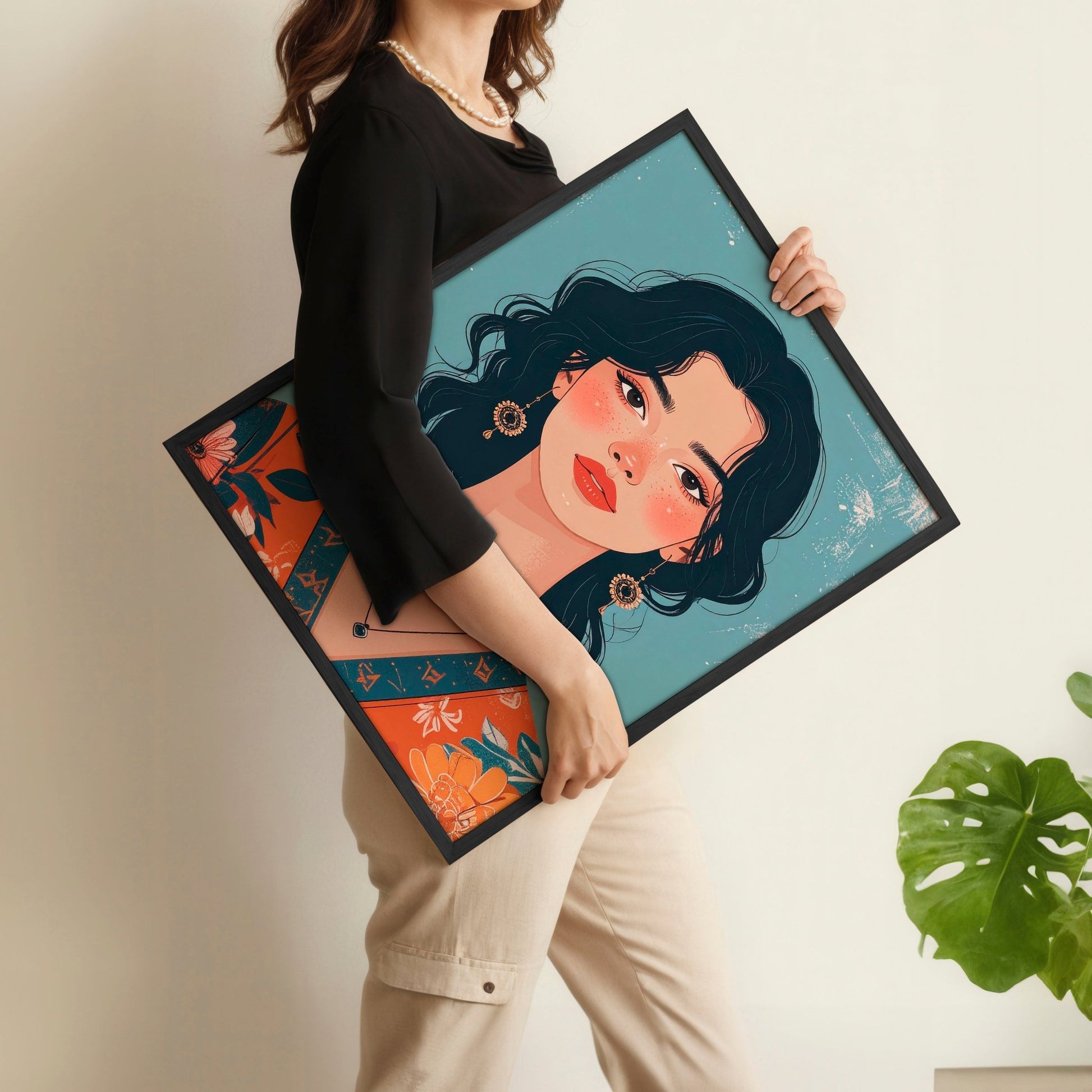 Large Bedroom Wall Art | Set of 3 Boho Women Wall art Prints