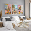 Large Canvas For Living Room | Set of 3 Italian Lifestyle Wall art Prints