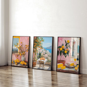 Large Canvas For Living Room | Set of 3 Italian Lifestyle Wall art Prints