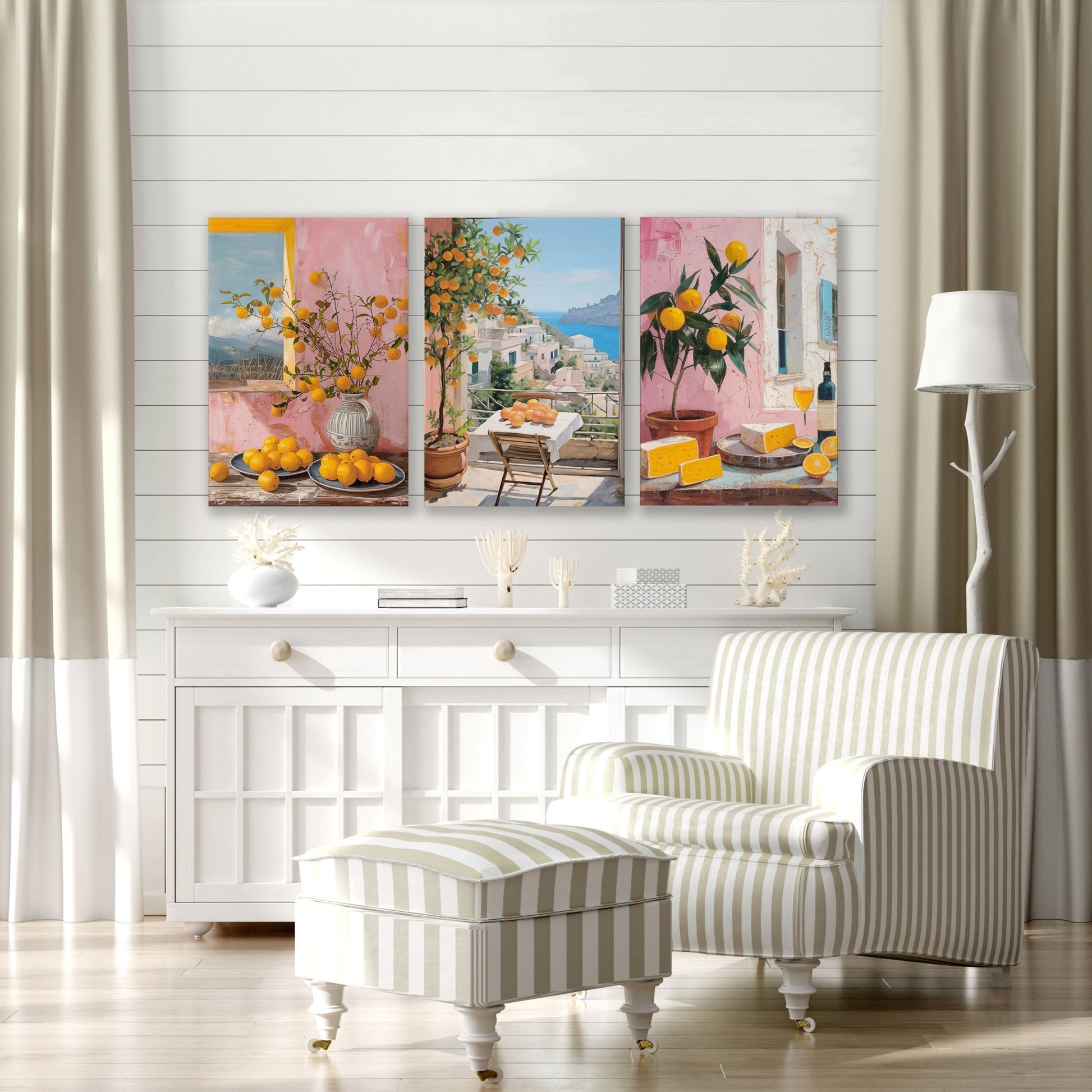 Large Canvas For Living Room | Set of 3 Italian Lifestyle Wall art Prints