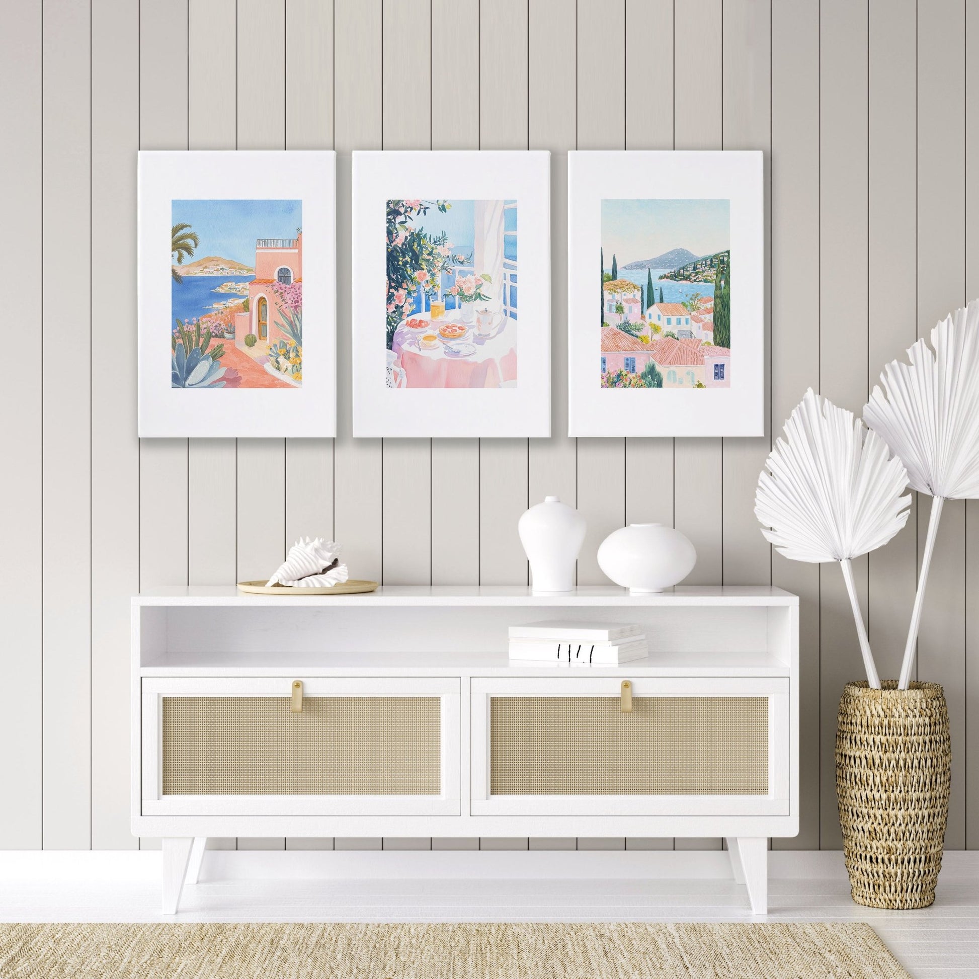 Large Canvas Pictures For Living Room | Set of 3 Beach Decor Wall art Prints