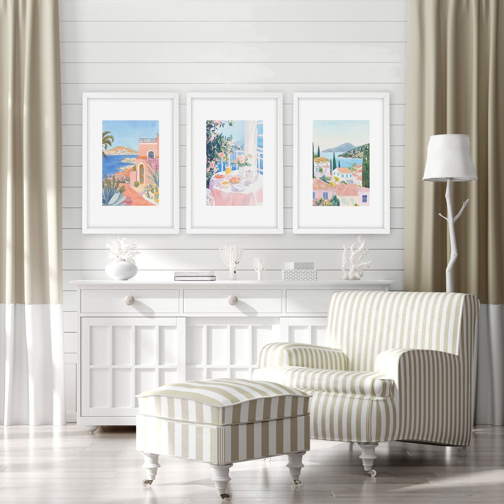 Large Canvas Pictures For Living Room | Set of 3 Beach Decor Wall art Prints