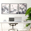 Large Contemporary Wall Art | Set of 3 Chinoiserie Wall art Prints