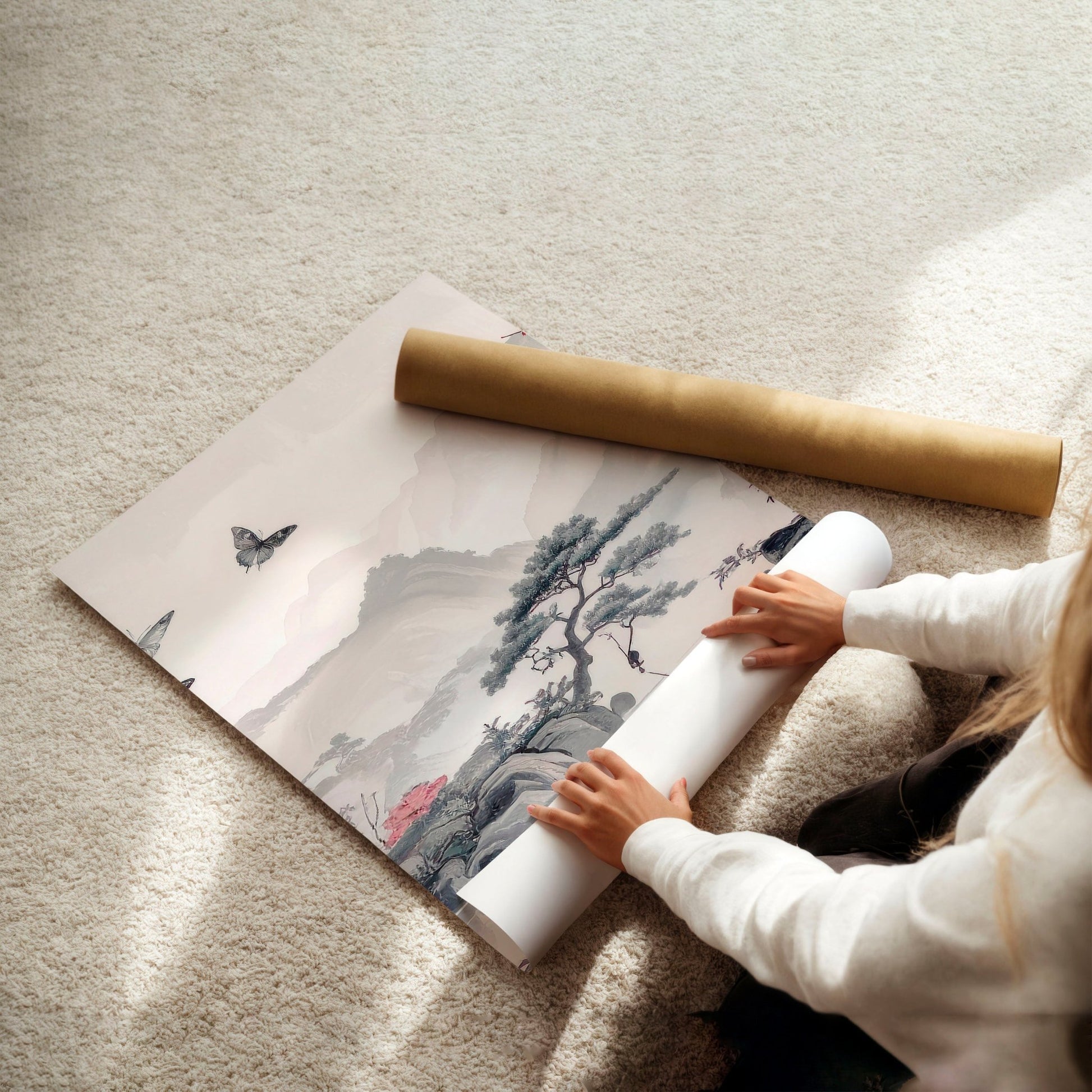 Large Contemporary Wall Art | Set of 3 Chinoiserie Wall art Prints