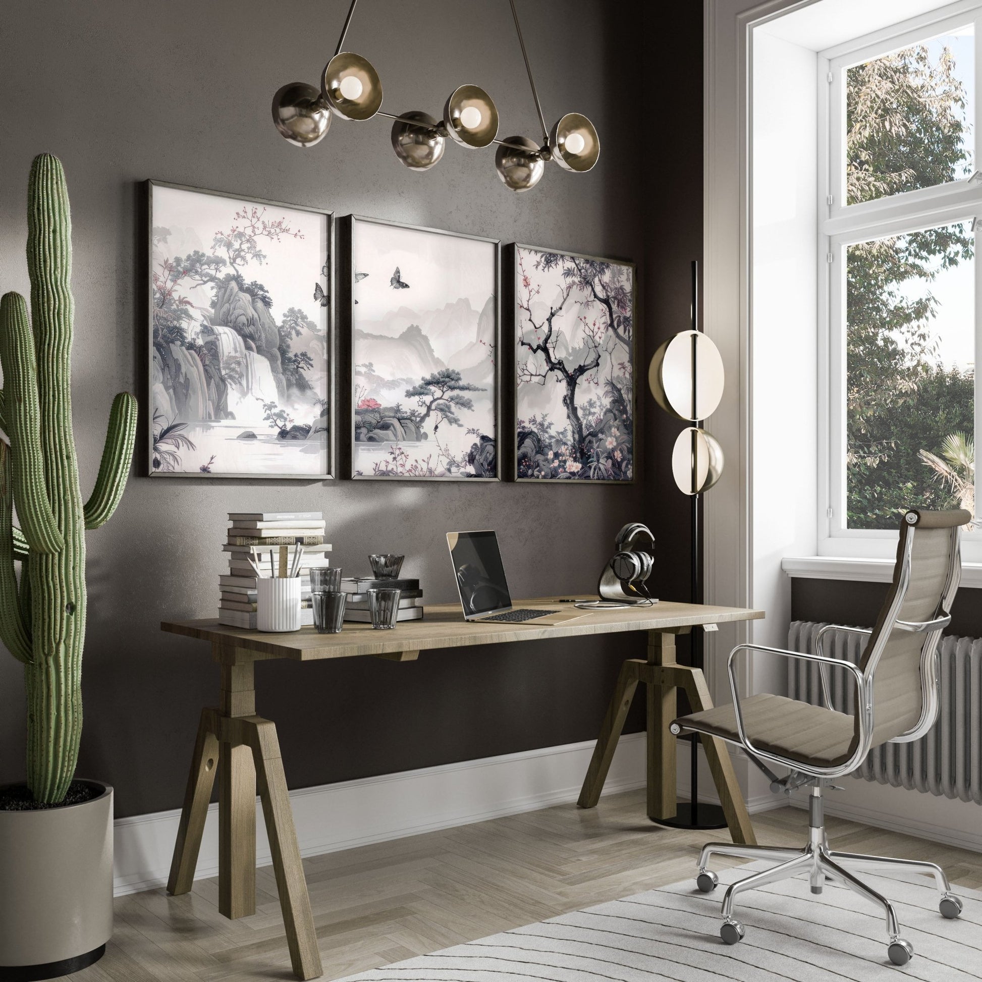 Large Contemporary Wall Art | Set of 3 Chinoiserie Wall art Prints