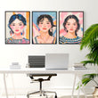 Large Framed Pictures | Set of 3 Boho Women Wall art Prints
