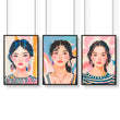Large Framed Pictures | Set of 3 Boho Women Wall art Prints