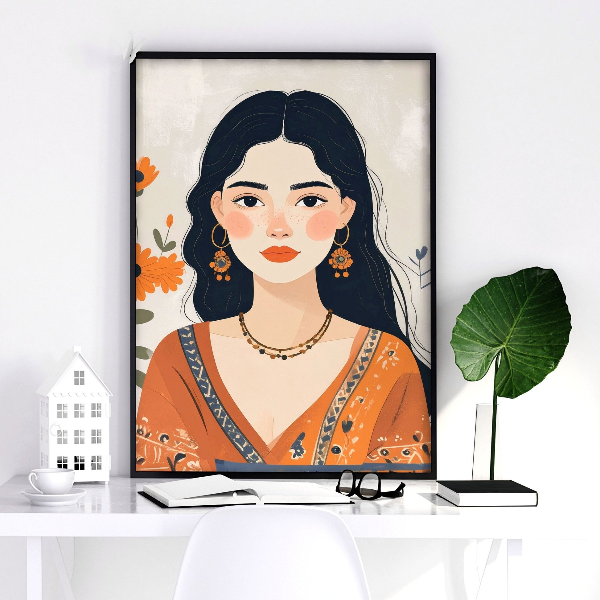 Large Framed Prints | Set of 3 Boho Women Wall art Prints