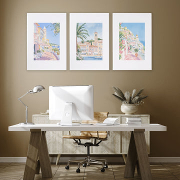 Large Framed Wall Paintings | Set of 3 Beach Decor Wall art Prints