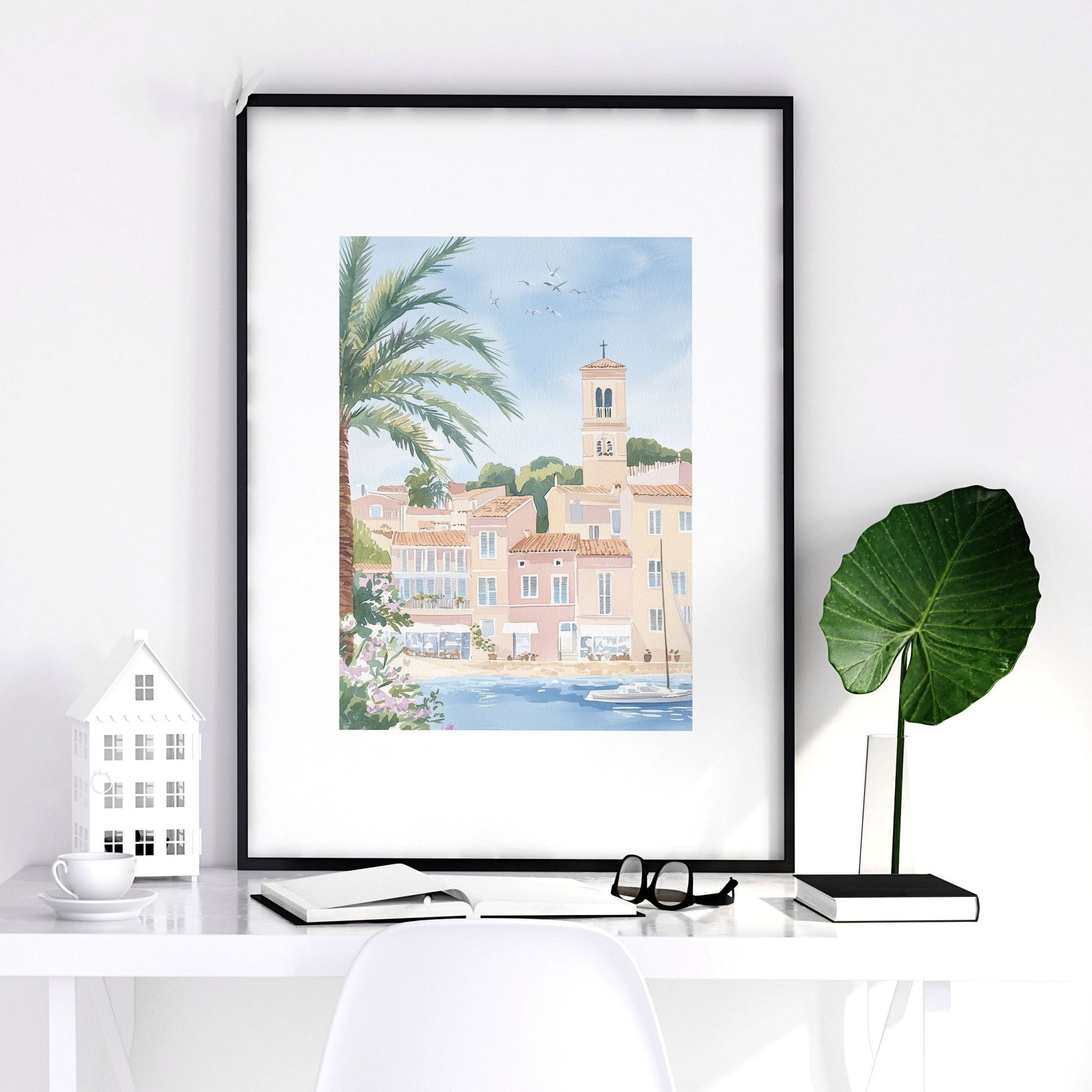 Large Framed Wall Paintings | Set of 3 Beach Decor Wall art Prints