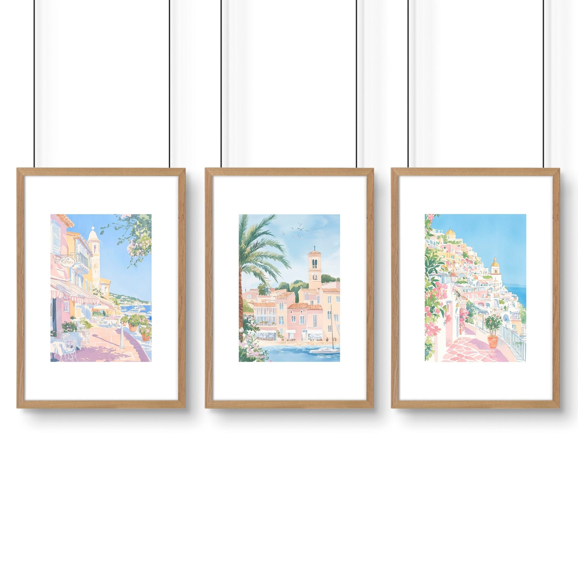 Large Framed Wall Paintings | Set of 3 Beach Decor Wall art Prints