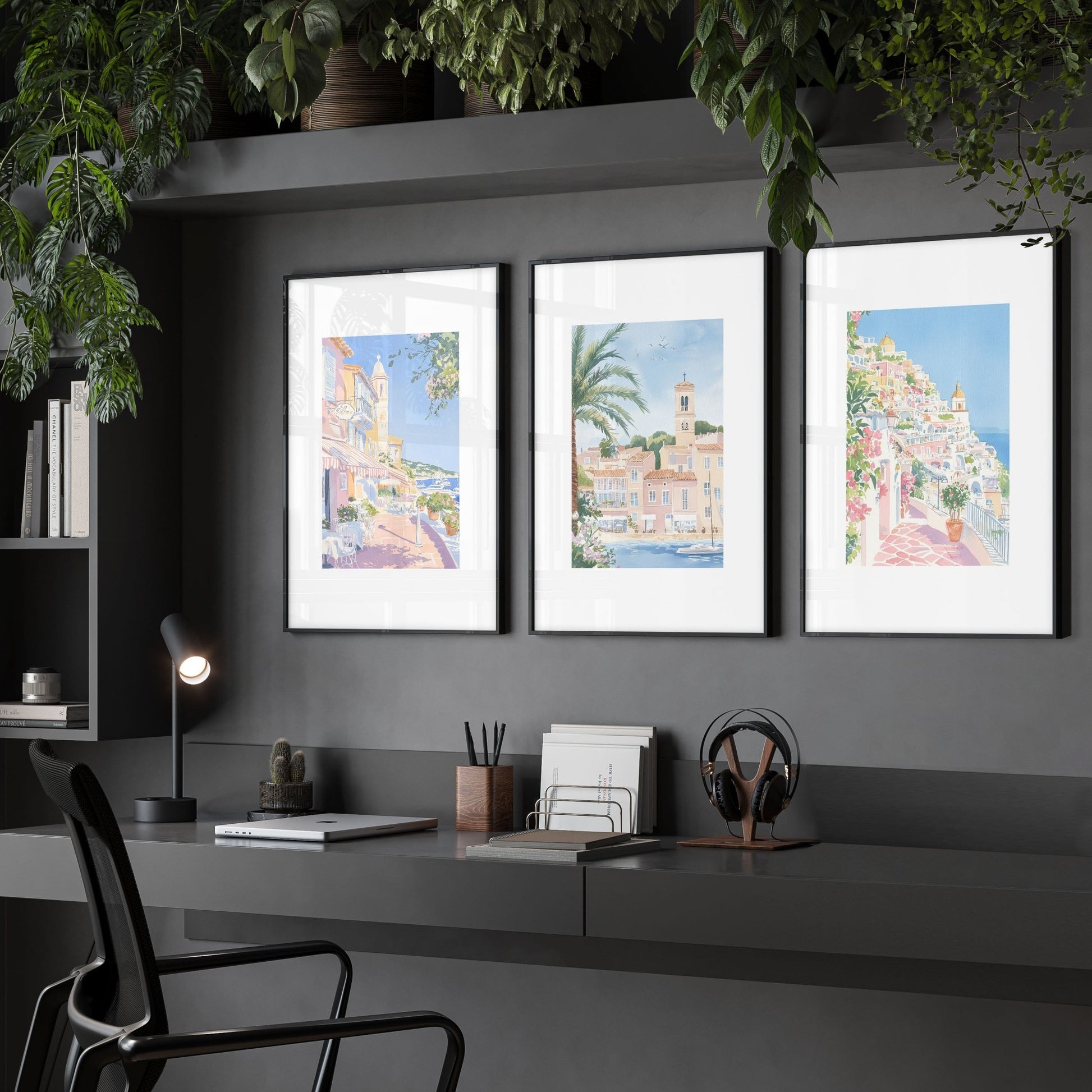 Large Framed Wall Paintings | Set of 3 Beach Decor Wall art Prints