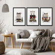 Large Framed Wall Pictures for Living Room Paris Boutique Street Scenes 