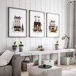 Large Framed Wall Pictures for Living Room Paris Boutique Street Scenes 