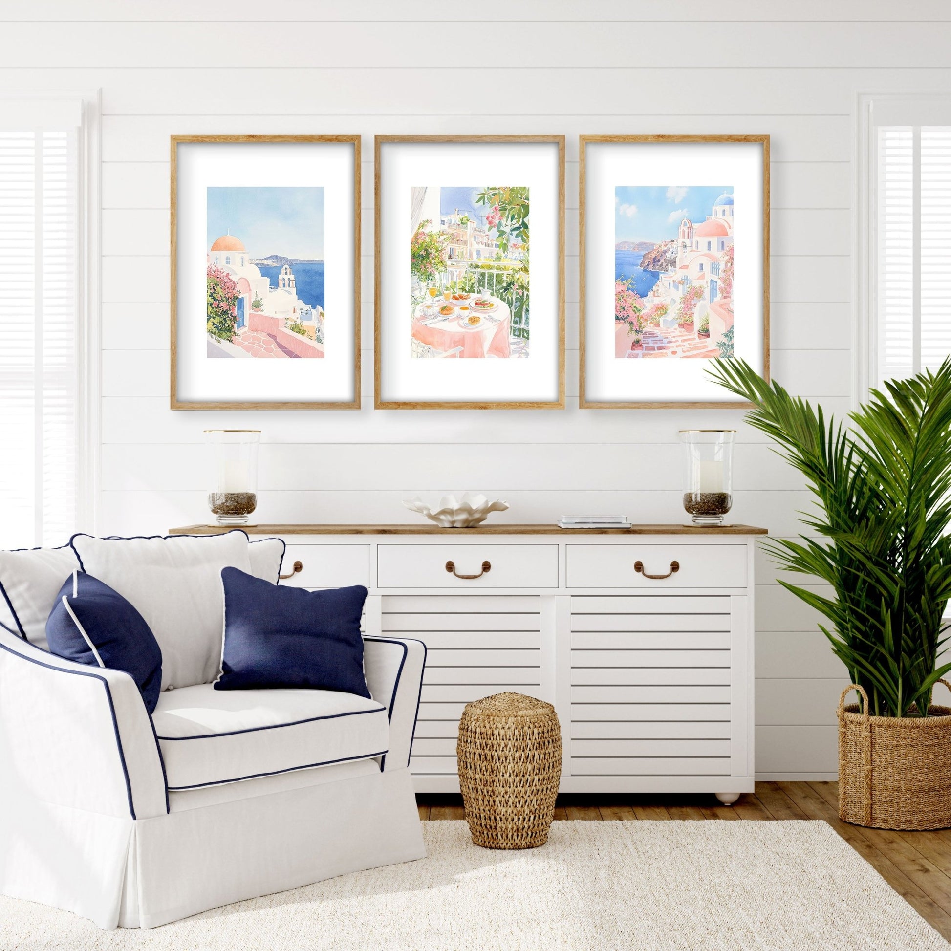 Large Living Room Canvas Art | Set of 3 Beach Decor Wall art Prints