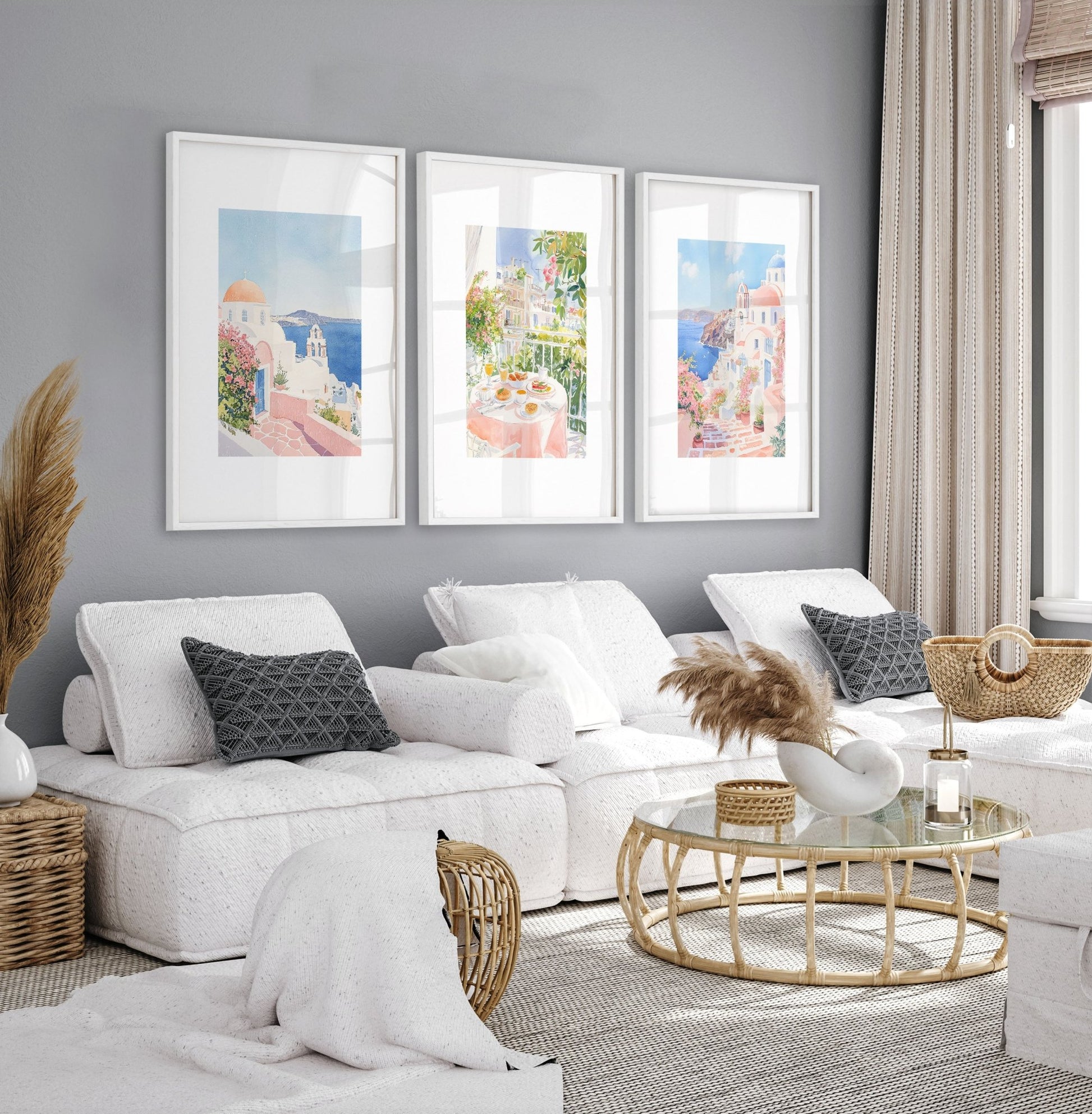 Large Living Room Canvas Art | Set of 3 Beach Decor Wall art Prints