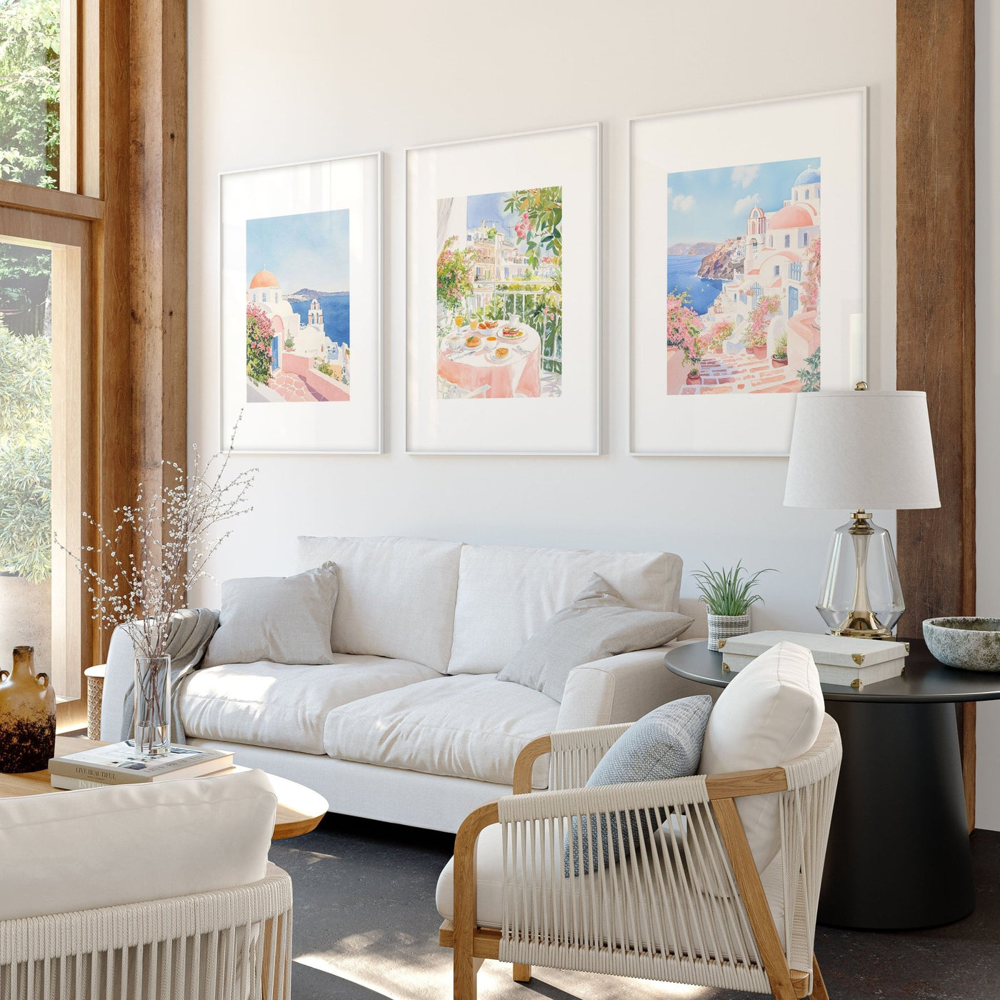 Large Living Room Canvas Art | Set of 3 Beach Decor Wall art Prints