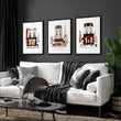 Large Living Room Wall Art Paris Street Café Scenes in Beige, Black & Bordeaux | 