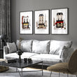 Large Living Room Wall Art Paris Street Café Scenes in Beige, Black & Bordeaux | 