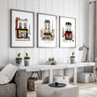 Large Living Room Wall Art Paris Street Café Scenes in Beige, Black & Bordeaux | 