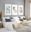Large Modern Pictures For Living Room | Set of 3 Beach Decor Wall art Prints